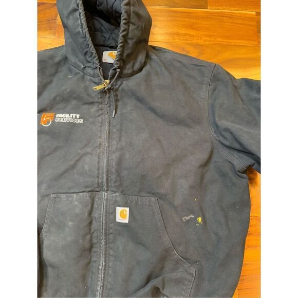 Size XXL - Carhartt J140 BLK Black USA Made Full Zip Hooded Jacket Embroidered - Picture 4 of 11